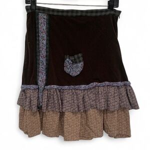 Ian Mosh Boho Cottagecore Patchwork Tiered Mini Skirt